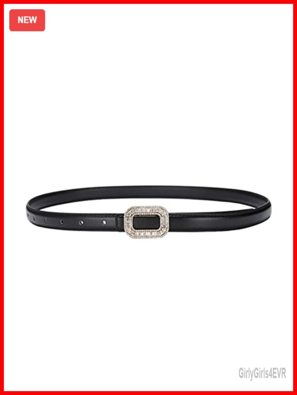 Women Rhinestone Belt Crystal Buckle Leather Designer Accessory